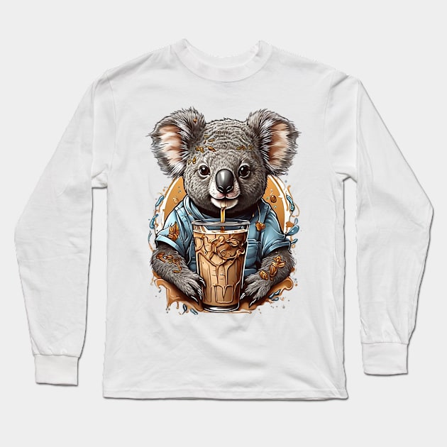 Iced Coffee and Koala Bear Long Sleeve T-Shirt by likbatonboot